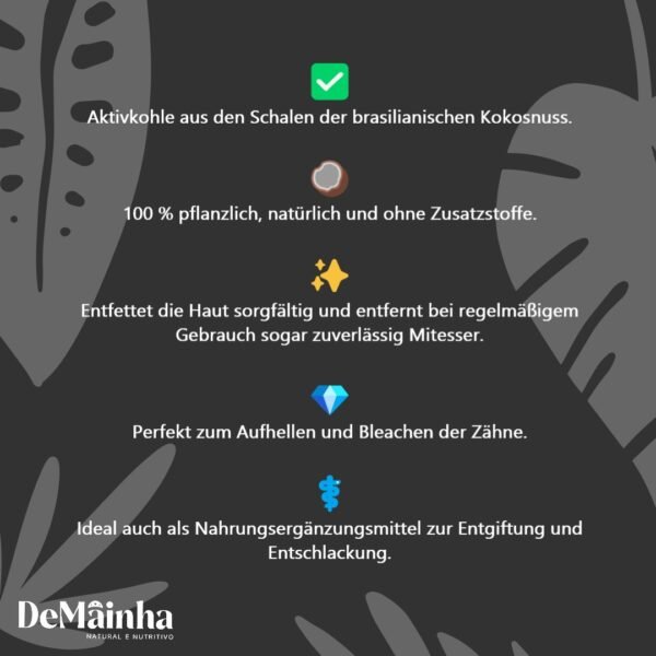 Moringa Aktivkohle Pulver DeMainha 100 % natürlich